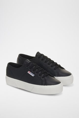 Leren Platform Sneakers - Zwart