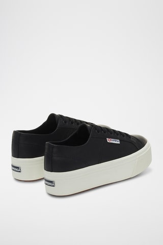 Leren Platform Sneakers - Zwart