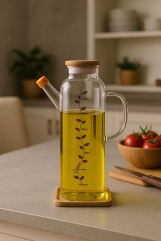 Aceitera de cristal y bambú - 1 l