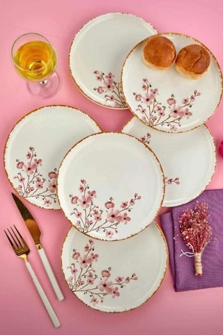 6 platos de postre de cerámica - 20 x 20 x 2 cm