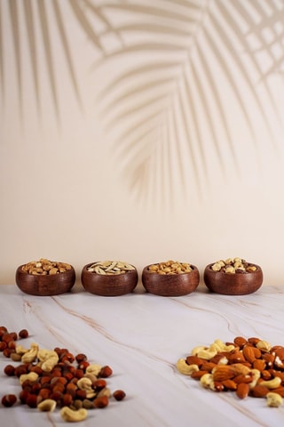 4 boles para salsa de madera - 9 x 9 x 5 cm