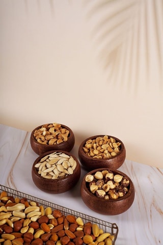 4 boles para salsa de madera - 9 x 9 x 5 cm