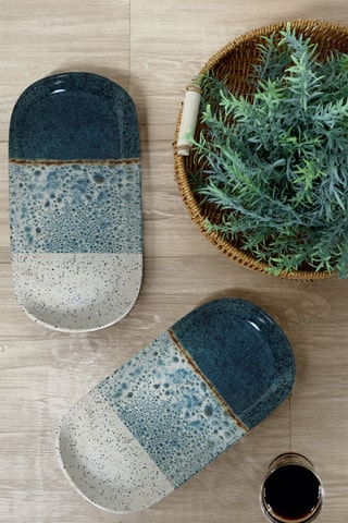 2 fuentes de cerámica - 28 x 14 cm