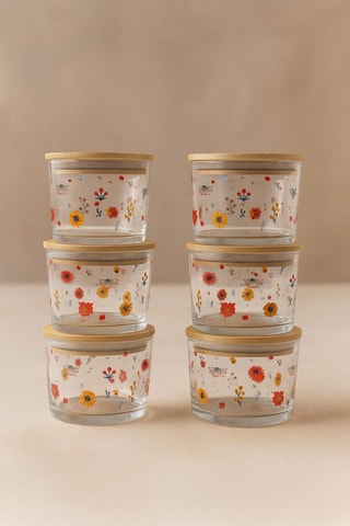 12 fiambreras con tapas de bambú - 220 ml