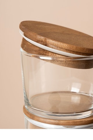 12 fiambreras de cristal con tapas de bambú - 220 ml