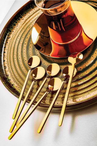 6 cucharas para té de acero inoxidable - 12 x 12 x 1 cm