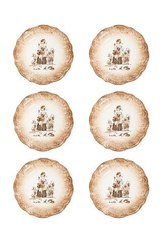 6 platos de postre de porcelana - 21 cm
