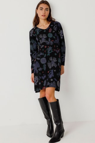 Vestido direito em algodão biológico Lamia - Multicor