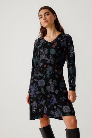 Vestido direito em algodão biológico Lamia - Multicor