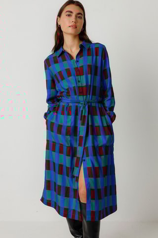 Vestido-camisa em algodão biológico Ibane - Multicor