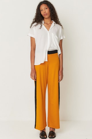 Calças direitas de cintura alta em algodão biológico Elixi - Laranja