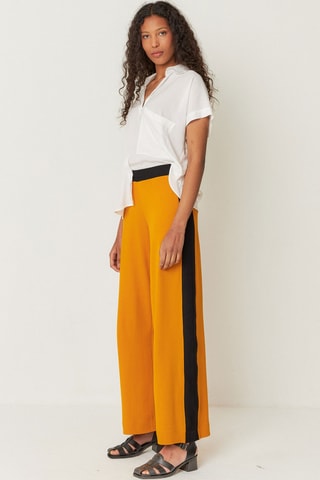 Calças direitas de cintura alta em algodão biológico Elixi - Laranja