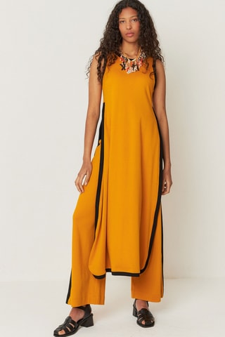 Calças direitas de cintura alta em algodão biológico Elixi - Laranja