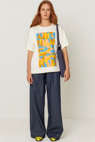 T-shirt oversize em algodão biológico Monika - Bege