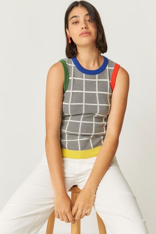 T-shirt em algodão biológico e linho Baia - Multicor