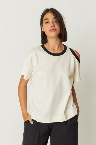 T-shirt oversize em algodão biológico Lia - Bege