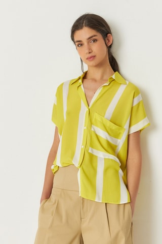 Camisa larga Uma - Branco e amarelo