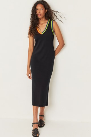 Vestido midi em algodão biológico Ihara - Preto