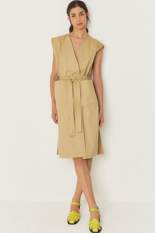 Vestido traçado em algodão biológico Lurra - Bege