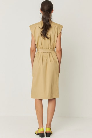 Vestido traçado em algodão biológico Lurra - Bege