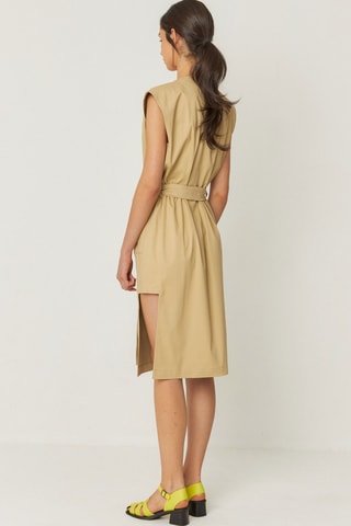 Vestido traçado em algodão biológico Lurra - Bege