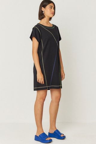 Vestido midi em algodão biológico Kalare - Preto