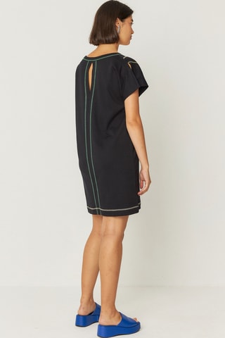 Vestido midi em algodão biológico Kalare - Preto