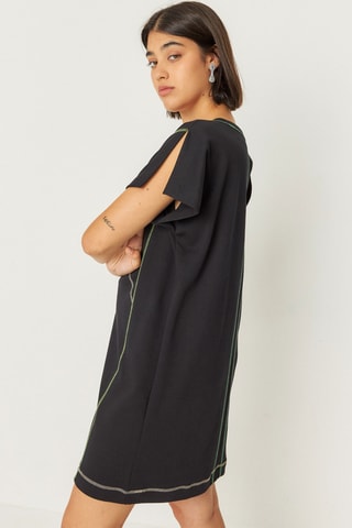 Vestido midi em algodão biológico Kalare - Preto
