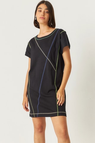 Vestido midi em algodão biológico Kalare - Preto