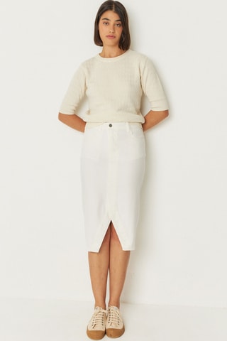 Saia midi em algodão biológico Aintzane - Branco