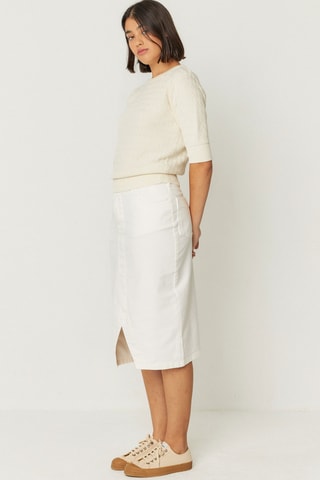 Saia midi em algodão biológico Aintzane - Branco