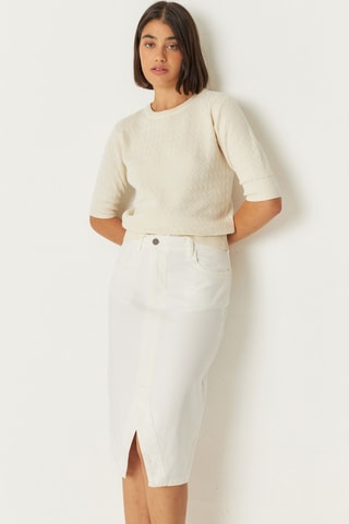 Saia midi em algodão biológico Aintzane - Branco