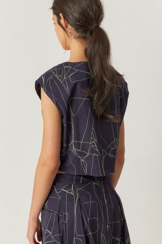 Blusa em algodão biológico Jana - Azul-marinho