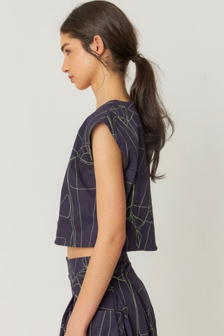 Blusa em algodão biológico Jana - Azul-marinho