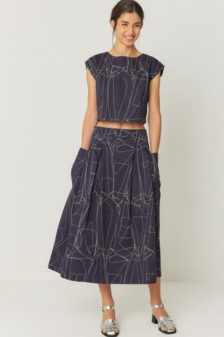 Blusa em algodão biológico Jana - Azul-marinho