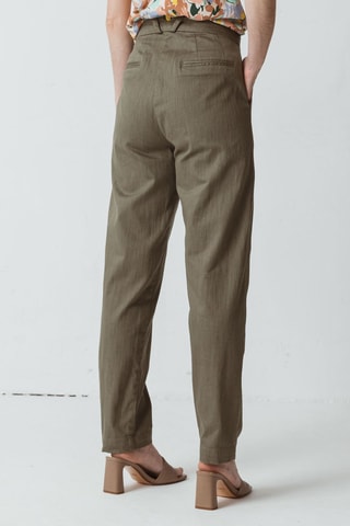 Calças de ganga direitas cintura subida em algodão biológico - Caqui - Verde