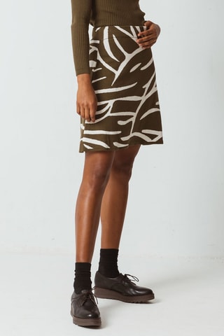 Saia estilo patinadora em algodão biológico - Caqui - Branco e verde