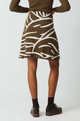 Saia estilo patinadora em algodão biológico - Caqui - Branco e verde