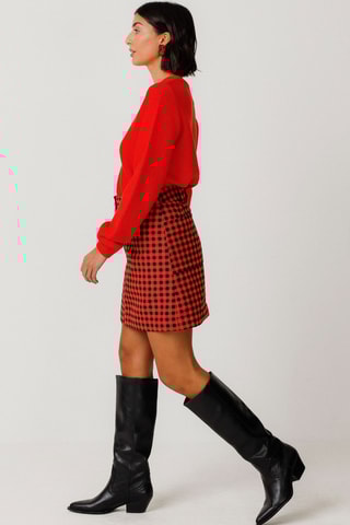 Minissaia em algodão biológico Bake - Vermelho e preto