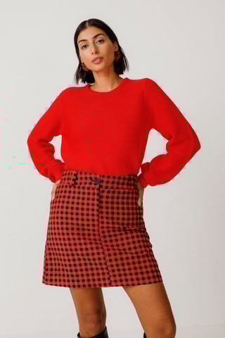 Minissaia em algodão biológico Bake - Vermelho e preto