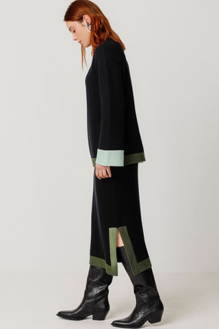 Saia direita em algodão biológico Gilda - Preto