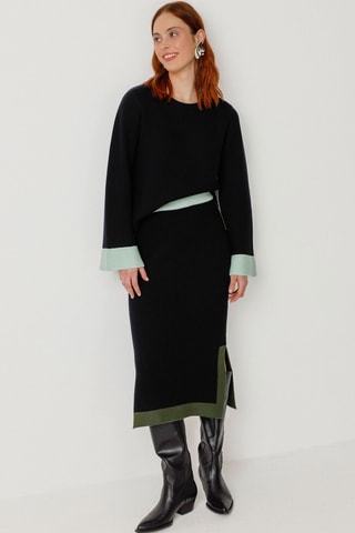 Saia direita em algodão biológico Gilda - Preto