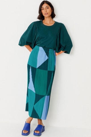 Saia plissada cintura alta Sira - Multicor