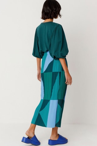 Saia plissada cintura alta Sira - Multicor