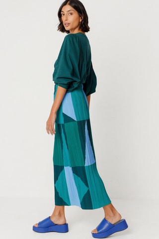 Saia plissada cintura alta Sira - Multicor