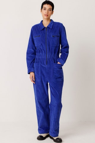 Macacão em algodão biológico e veludo Argi - Azul