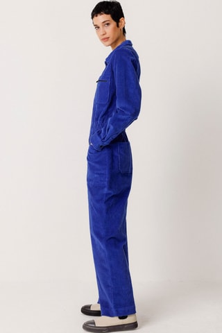 Macacão em algodão biológico e veludo Argi - Azul