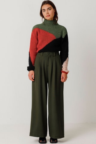 Calças palazzo cintura alta Nia - Verde