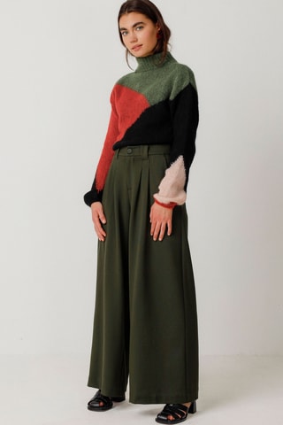 Calças palazzo cintura alta Nia - Verde