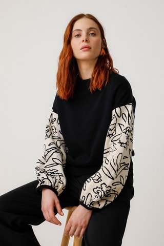 Camisola em algodão biológico Aitza - Preto